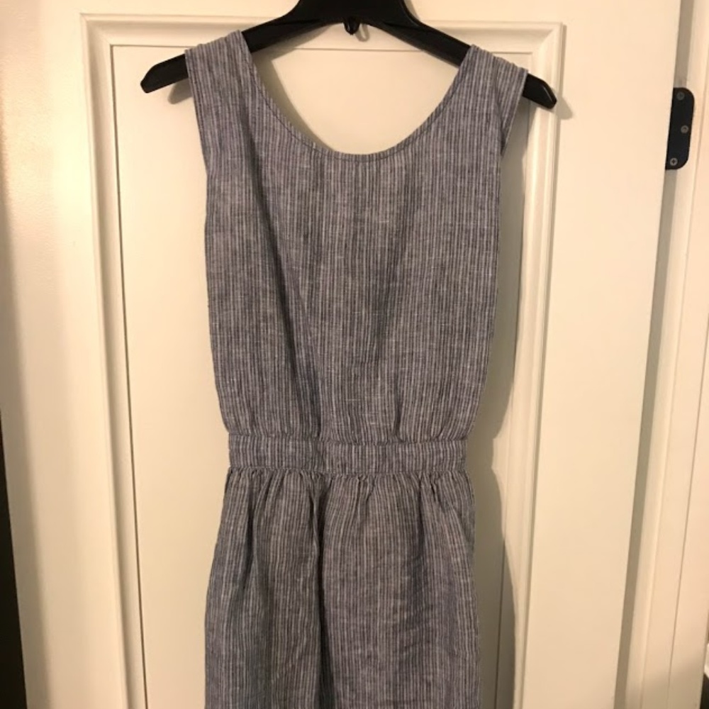 Tie Back Linen Dress